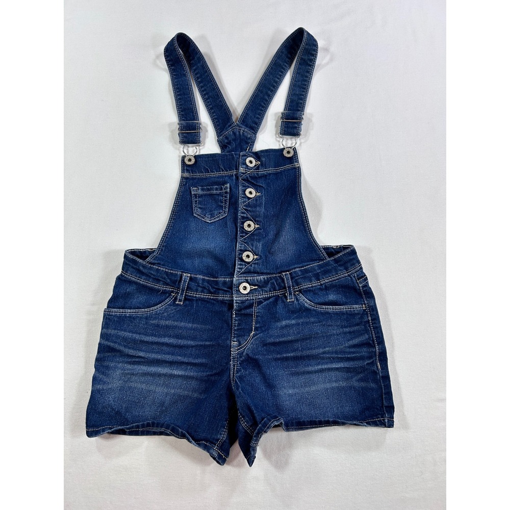 Levis Shortall Denim Overalls Girls 16 Reg Dark Wash Blue Button Front Stretch